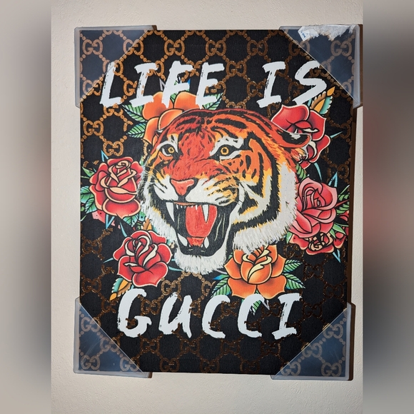 fashion Other - Life Is Gucci Tiger & Floral Art Canvas 11" x 14" New